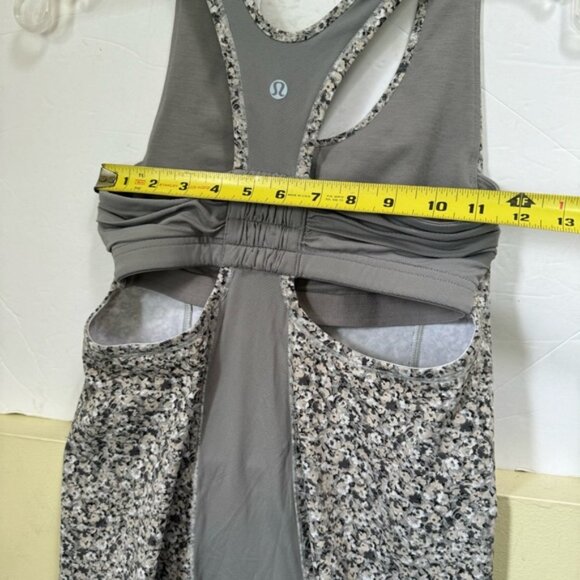 Lululemon Tone It Tank Top Bra Stretch Mesh Pocket Ruched Run Yoga Neutral Crew - Picture 14 of 16
